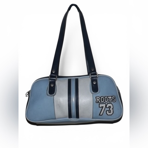 Roots Handbags - Y2K Vintage Roots Two-Tone Blue and Cream Shoulder Bag